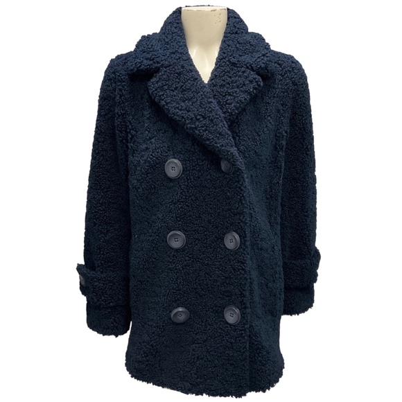 STAND STUDIO NAVY BLUE FAUX SHERPA LORNA JACKET - Picture 1 of 7